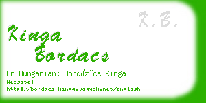 kinga bordacs business card